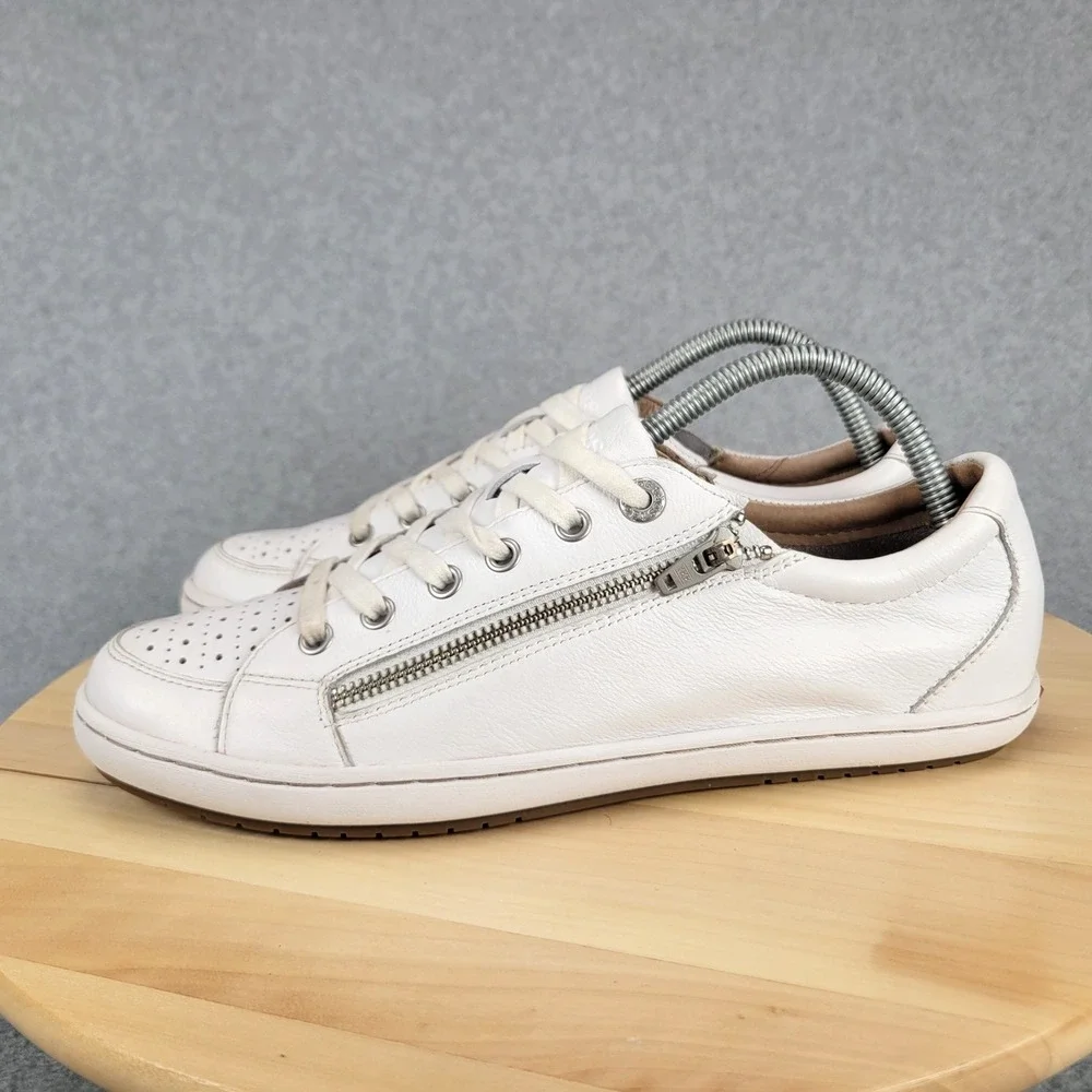 Taos Zipster Sneakers Women Size 10 White Leather Side Zip Low Top ZTR-14098